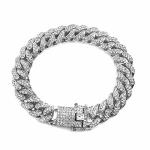 HUAMING 12mm Gold Plated Hip Hop Iced Out CZ Lab Diamond Miami Cuban Link Chain Bracelet for Men and Women