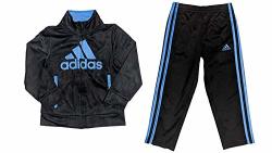 Adidas Boys' Bos Tricot Jogger Tracksuit 2-PIECE Set Black blue Logo 4T