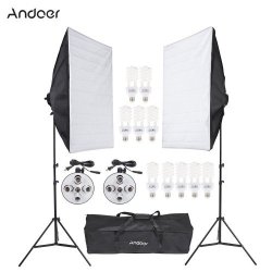 Photo Studio Video Continuous Lighting Kit Photography Light Stand Two 50 70CM Softbox Ten Bulbs T