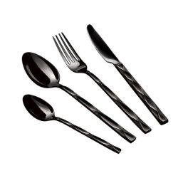 24 Piece Stainless Steel Mirror Finish Cutlery Set - Black