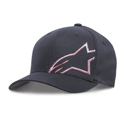 Alpinestars Men's Curved Bill Structured Crown Flex Back Flat Embroidered Logo Flexfit Hat Trans Corp Black L xl