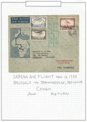 Belgian Congo 1935 Sabena 1st Flight Cover From Brussels To Banningville And Return