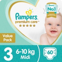 Pampers Premium Care New Baby 60 Nappies Size 3