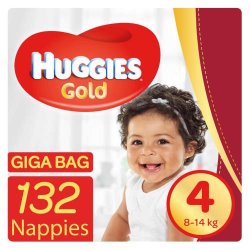 Huggies Gold 132 Nappies Size 4 Giga Bag