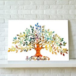 75x50cm Picture-abstract Colorful Leafy Tree Unframed Canvas Print Wall Art Home Decoration