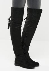 Footwork Gabriella Faux Suede Over The Knee Boot - Black