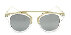 Shape Pantos Designer 49MM Extremely Real Sophisticated Sleek Gold Bar Full Mirror Lens Sunglasses