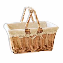 Dissee Store Rural Style Willow Rattan Woven Hand Basket Fruit Flower Gift Packing Basket For Home Picnic Square