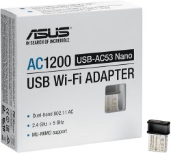 Asus USB-AC53 Nano AC1200 Dual-band USB Wi-fi Adapter - Black