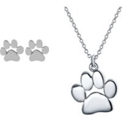 Za Cute Puppy Love Paw Set Necklace & Earrings