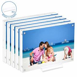 Acrylic 5X7 Clear Acrylic Picture Frames Magnetic Picture Frames With Gift Box Package Double Sided Acrylic Photo Frames Stand In Desk Or Table Pack