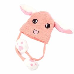 Head Hat Ears Moving Cute Super Soft Plush Animal Hat Gift For Children & Girl Pink