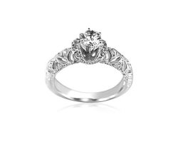 Miss Jewels 0.41 Ctw 925 Sterling Silver Victorian vintage Style Engagement Ring With Milgrain Detail