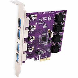Febsmart 4 Ports USB 3.0 Superspeed 5GBPS PCI Express Expansion Card For Windows Server Xp Vista 7 8 8.1 10 Pcs-build In Self-powered Technology-no Need Additional Power Supply FS-U4-PRO Purple