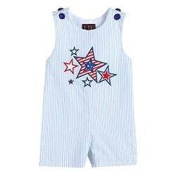 Lil Cactus Baby & Toddler Boys Embroidered One-piece Shortall Romper Blue Stripe Stars 2T