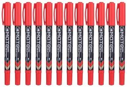 2 In 1 Mate Permanent And Fine Liner Red Marker - 12 Pack - U10440