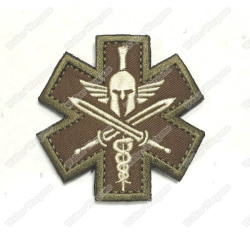 Wg055 Spartan Tactical Medic Military Emt Morale Badge Patch With Velcro - Tan Color