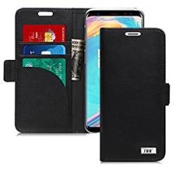 FYY Samsung Galaxy S9 Case Genuine Leather Wallet Flip Phone Case Prevent Card Informat Black