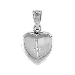 Very Tiny 1 2 Inch Sterling Silver Diamond Heart Locket Pendant For Girls No Chain