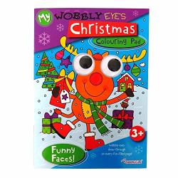 Random Line Squiggle My Wobbly Eyes Christmas Colouring Book - Funny Faces