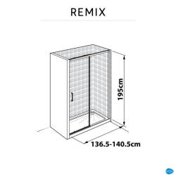Shower Door Single Slider Remix Chrome With Clear Glass 140X195CM