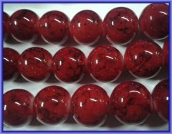 Red Marble Glass Rounds 12MM - Per String Of + - 70.