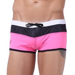 Alonea Summer Men's Swimwear Swimsuits Swim Boxer Sports Surf Board Shorts Trunks L Pink