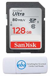 Sandisk 128GB Sdxc Sd Ultra Memory Card 80MB Bundle Works With Nikon Coolpix A900 A100 P1000 W100 W300 B700 Digital Camera SDSDUNC-128G-GN6IN Plus 1