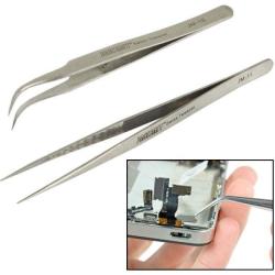 High-precision Electronic Stainless Steel Elbow & Straight Tweezers Silver