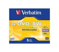 43229 Dvd+rw 4X Disc In Non Print Jewel Case 5-PACK