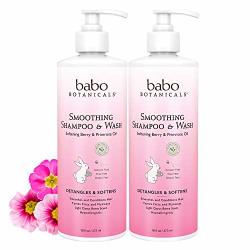 Babo Botanicals Smoothing 2-IN-1 Shampoo & Wash With Natural Berry And Evening Primrose Oil Hypoallergenic Vegan For Babies And Kids - 2-PACK 16 Oz.