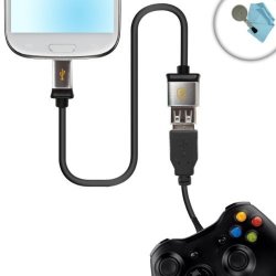 Datastream Micro USB Otg To USB 2.0 Host Cable Adapter For USB On-the-go Compatible Devices To Use With Microsoft Wired Xbox 360 Controllers - Includes Cleaning Kit