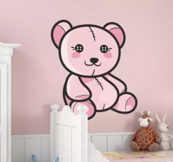 Kids Pink Teddy Bear Decal