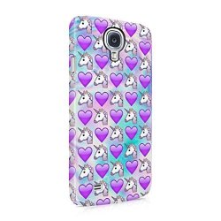 Cute Heart & Unicorn Emoji Pattern Hard Plastic Phone Case For Samsung Galaxy S4 MINI