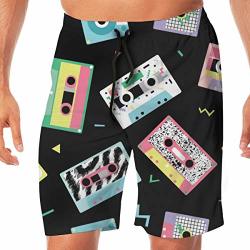 Cyloten Swim Trunk Audio Tapes In Retro 80S Style Music Black Swim Board Shorts Men's Beach Shorts Cozy Surf Pants