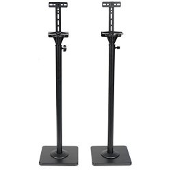 Videosecu 2 Adjustable Height 26.5 To 46 Inches Universal Floor Speaker Stands For Book Shelf And Satellite Surround Sound Speakers MS08B 1FP
