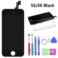 HTECHY Compatible With Iphone 5S Screen Replacement Black - Compatible With Iphone Se Screen Replacement Digitizer Lcd Touch Screen Display Assembly With Repair Tools