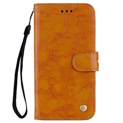 Aiceda Huawei Y5 Y6 2017 Case Shock Absorbent Cover Pu Leather Kickstand Wallet Cover Durable Flip Case Huawei Y5 Y6 2017 Yellow