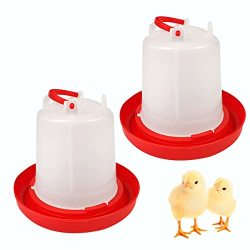DoubleWood 2PACK Plastic Poultry Drinker Chick Waterer Kit 1.5 L Waterer Hanging Poultry Water Container 