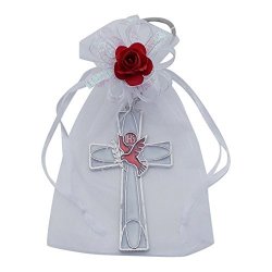 WE 12 Pcs Cross And Dove Key Ring In Decorated Organza Bag - Confirmation Favor Holy Spirit Keychain