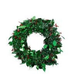 Christmas Wreath - Christmas Decorations - Tinsel - Green - 38CM - 2 Pack