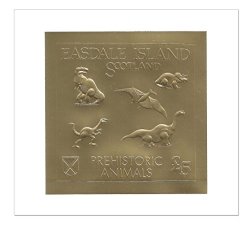 Island Easdale Scotland Prehistoric Animals Gold Leaf Stamp With A Face Value Of 5 - 23 Carat Mint Perfect For Collectors