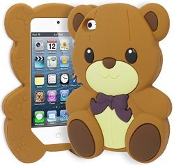 Ipod Touch 4 Case Bastex Cute 3D Silicone Brown Teddy Bear Flexible Gel Case Cover For Apple Ipod Touch 4