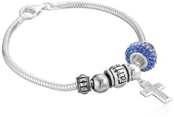 Sterling Silver "with Faith All Things Are Possible" Bead Bracelet 7.5