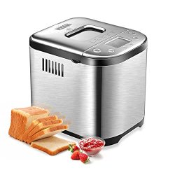 Bread Machine - Css Stainless Steel Bread Maker 2LB 15IN1 Programmable Bread Maker With Lcd Screen 1 Hour Keep Warm Clear Recipes Nonstick Ceramic