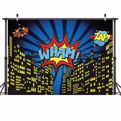 Lywygg 8X6FT Superhero Backdrop For Pictures Baby Shower Photography Backdrop Birthday Photography Background Super Hero Party Decorations Backdrops City Backdrop Studio Props CP-231-0806