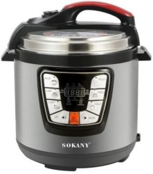 Sokany Electric 6 Litre Multi Functional Pressure Cooker- 1000W Rated Power Multiple Pre-programmed Settings Durable Stainless Steel Construction Easy Grip Handle Cook Up To