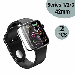 Apple Watch Screen Protector 42MM 2PACK Iwatch Full Coverage Protective Soft Tpu HD Film Withscratch Resistant Waterproof Apple Watch 42MM Series 1 2 3