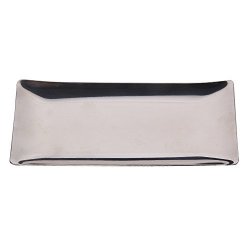 Whitelotous Stainless Steel Rectangle Hand Soap Tray Napkin Tissue Plate Dish Table Ware Trayer Silver 5.8 X 2.7 X 0.3 Inch
