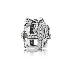 Pandora Openwork Gift Silver Charm With Clear Cubic Zirconia - Authentic And Brand New